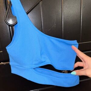 Blue One-Shoulder Top with Cut-Out